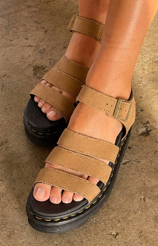 Factory Direct Sale soft shell coatDr. Martens Blaire 3 Strap Sandal Tan Tumbled Nubuck