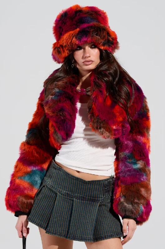 New Markdowns versatile coatUPSETTER CROP FAUX FUR JACKET