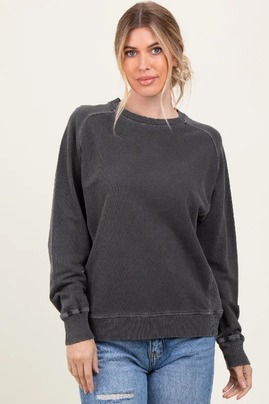 Act Now Black French Terry Vintage Wash Pullover
