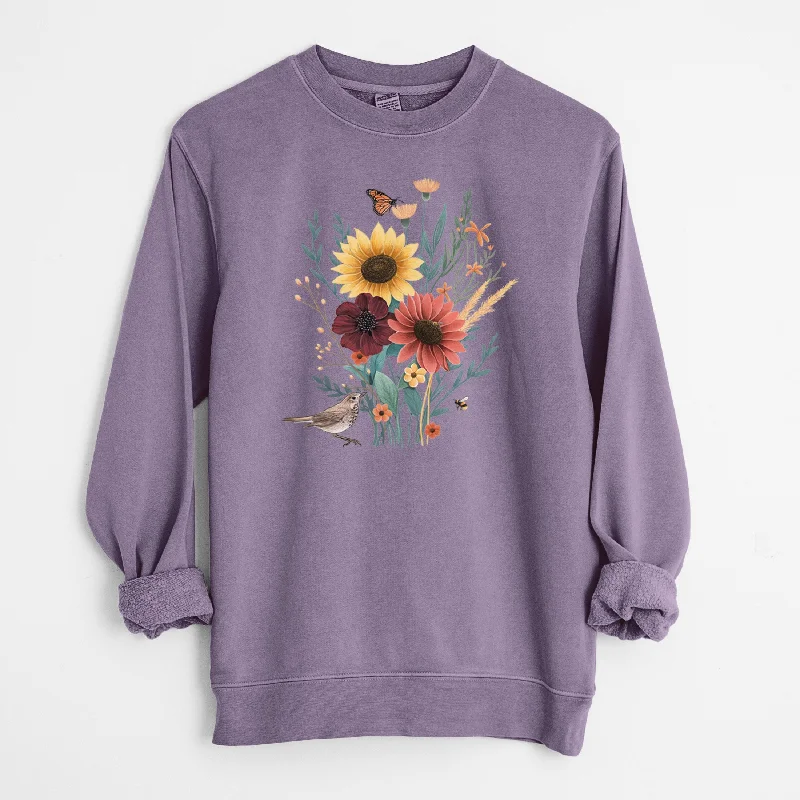 Steals and Deals fitted workout sweatshirtFall Bouquet - Unisex Pigment Dyed Crew Sweatshirt
