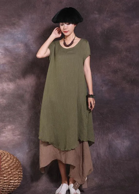 Bargain Bin ruffle dressDIY false two pieces linen outfit Tutorials green Dress summer