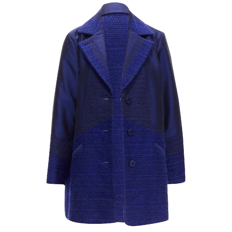 Get It Before It’s Gone Issey Miyake cobalt taffeta tweed multi-texture jacket coat