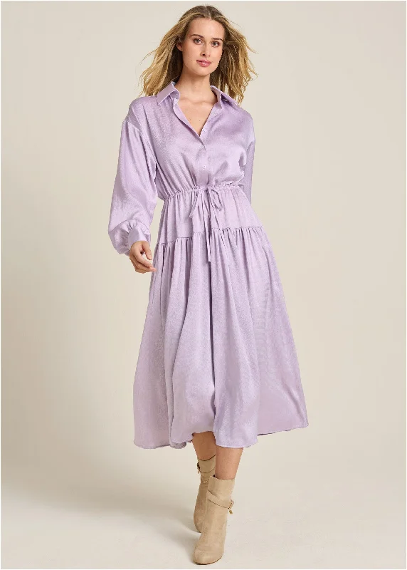 Daily Specials flowy dressLong Sleeve Shirt Dress - Light Purple