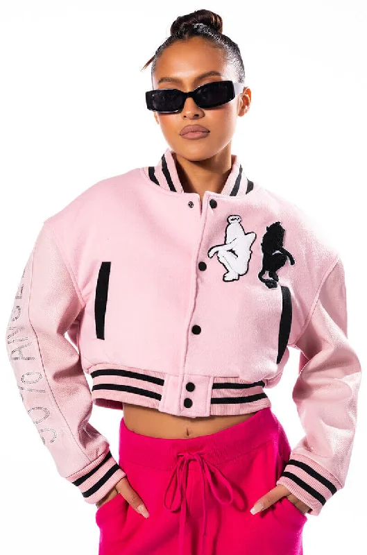 Closeout contemporary trench coatY2K VARSITY BOMBER WITH TRAMP STAMP