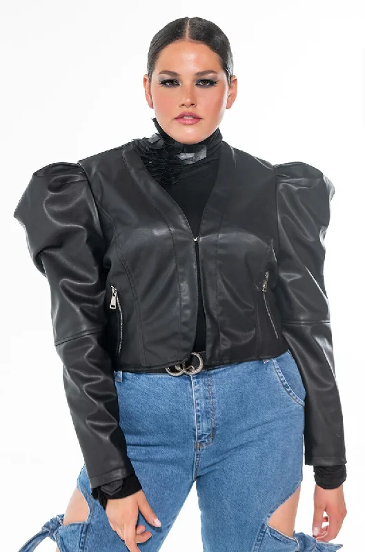Stock Clearance long coatPLUS AZALEA WANG PUFF SLEEVE MOTO BLAZER