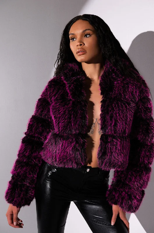 Massive Deals casual utility jacketGIULIA THREE-DEE FAUX FUR CROP JACKET