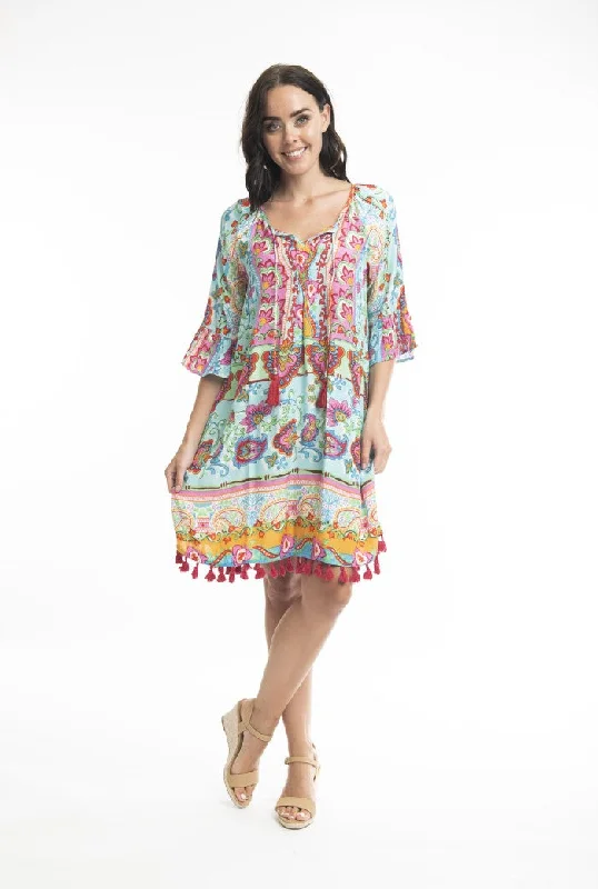 Deal Frenzy boho-chic dressOrientique Rayon Tassel Dress