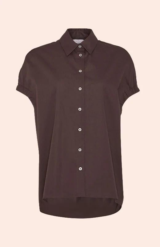 Massive Deals Coated Poplin Capelet Top | Chocolate