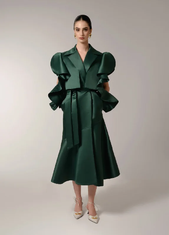 Lowest Prices stylish raincoatGREEN TRENCH-DRESS