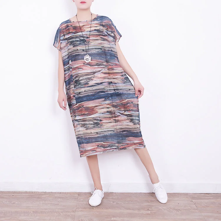 Big Discounts ruffle dressNew prints natural blended dress plus size clothing o neck blended maxi dress boutique short sleeve blended caftans