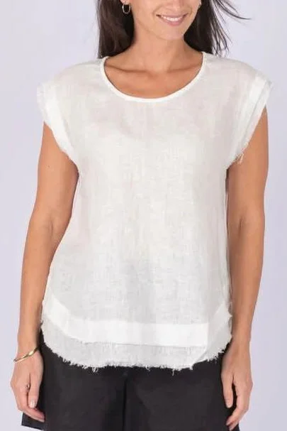 Don't Wait Linen Shell Top - White
