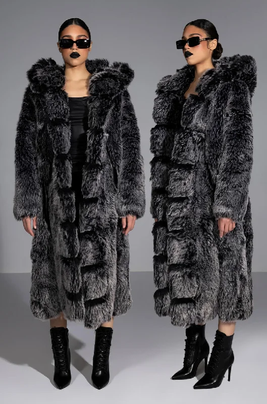 Final Clearance trendy puffer coatALL THAT FAUX FUR LONG COAT