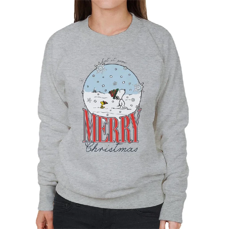 Special Offer fitted workout hoodiePeanuts Snow Globe Merry Christmas Women's Sweatshirt