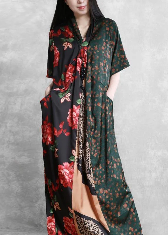 Midnight Madness comfy dressClassy floral clothes For Women v neck back side open Dresses summer Dresses