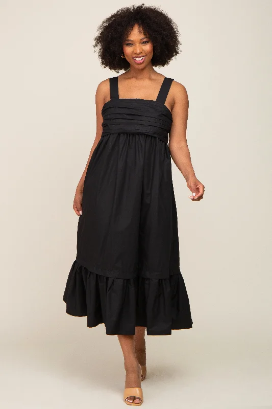 New Markdowns winter dressBlack Pleated Back Tie Midi Dress
