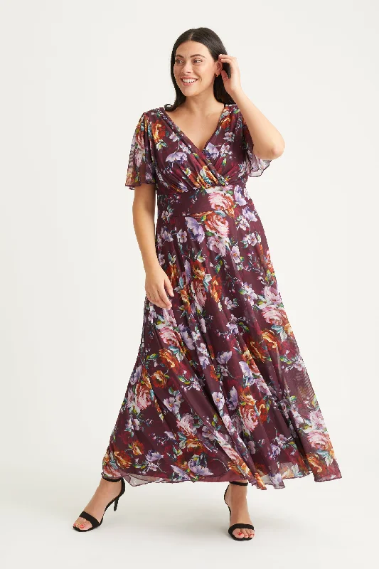 Exclusive Access cocktail dressIsabelle Burgundy Multi Float Sleeve Maxi Dress