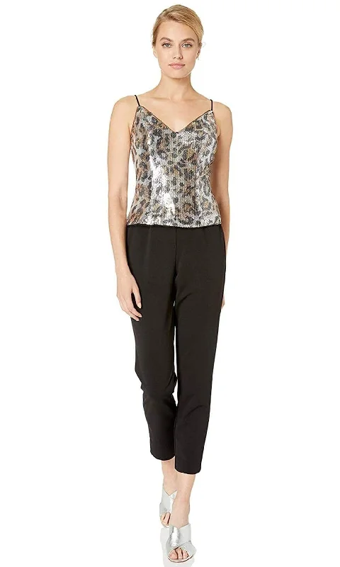 YEAR-End Clearance Adrianna Papell - AP1E206282 Sequined Animal Print Top Jumpsuit