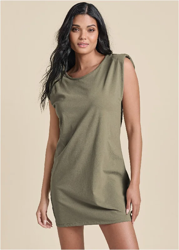 Anniversary Sale puff sleeve dressEasy Shift Dress - Olive