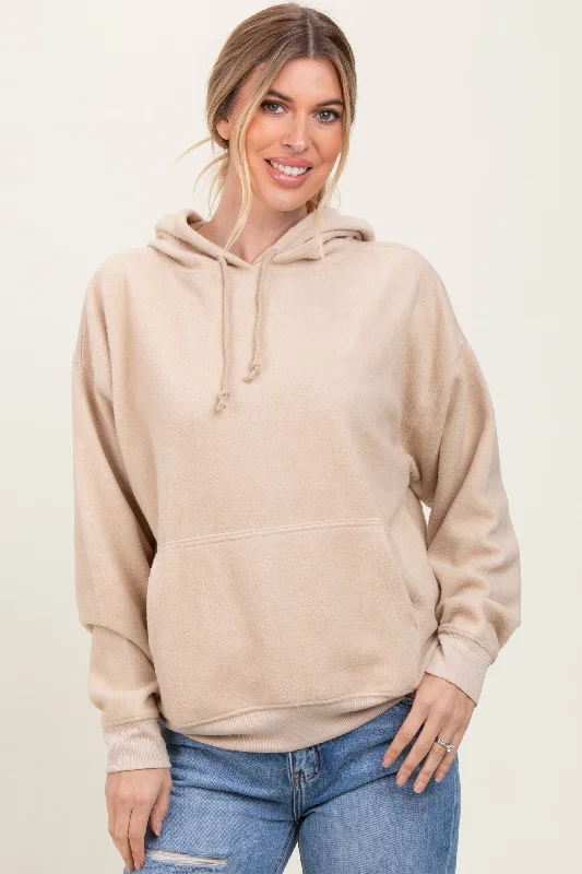 Deal Frenzy Cream Brushed Knit Oversized Hoodie