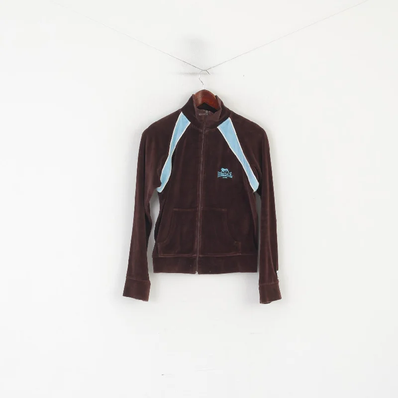 Overstock Sale Lonsdale London Women S Sweatshirt Brown Shiny Vintage Fleece Full Zipper Sport Top