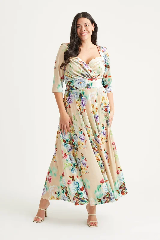 Discount Deals evening dressElizabeth Multi Floral Velvet Maxi Gown