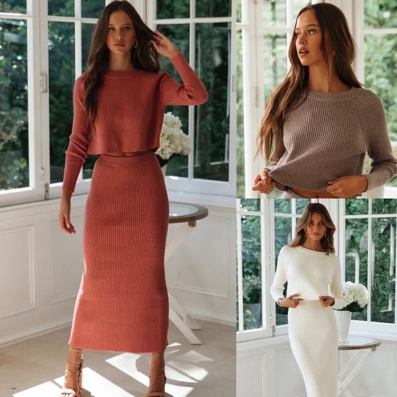 Discount Deals Cozy Knit Skirt and Top Set
