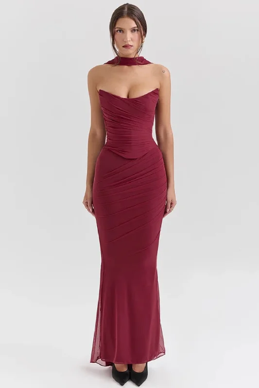 Don’t Miss Out Women Neckerchief Strapless Crop Tops And Maxi Skirt Sets Club Party Skirt Two Piece Sets