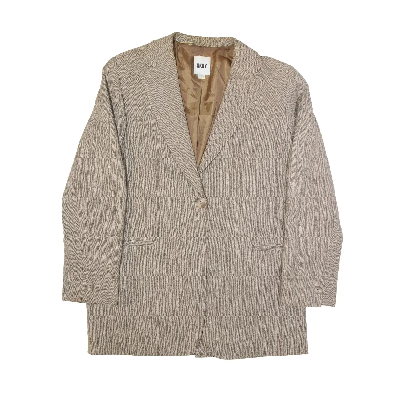 Price Rollback oversized coatDKNY Blazer Jacket Brown Herringbone Womens S