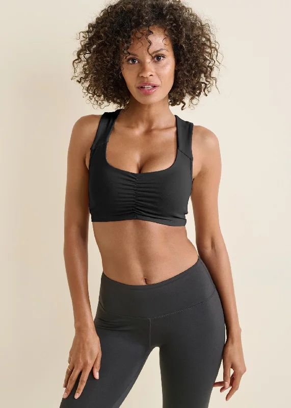 Discount Mania midi dressRuched Cropped Sports Top - Black