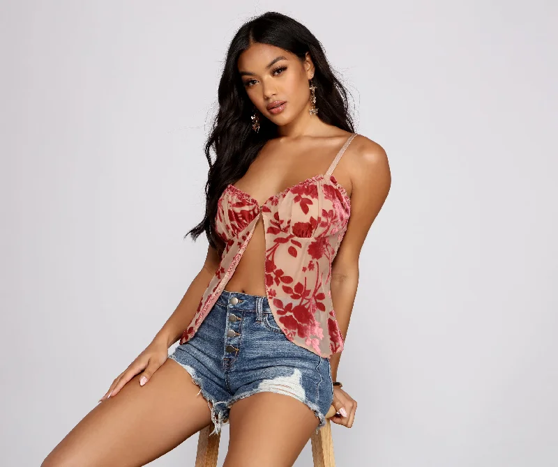 Quick Sale Floral Babe Burnout Babydoll Top