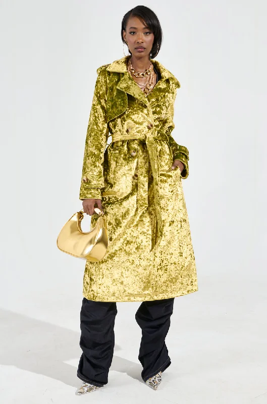 Unmissable Offer long coatMAIN CHARACTER CRUSHED VELVET TRENCH