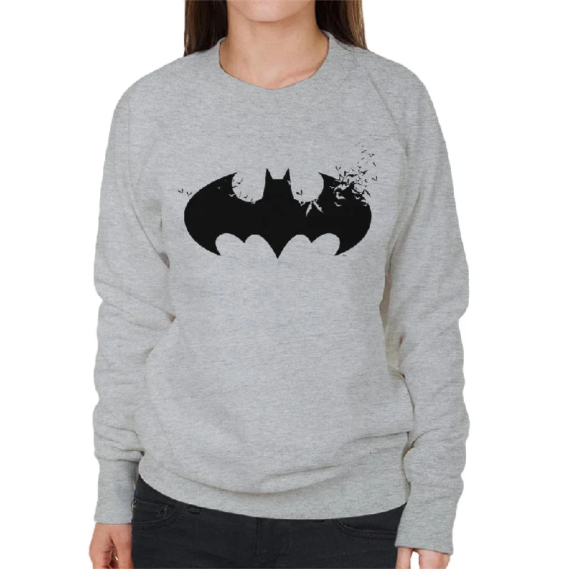 Deep Discounts high-quality athletic sweatshirtBatman Black Bat Symbol Silhouette Women's Sweatshirt