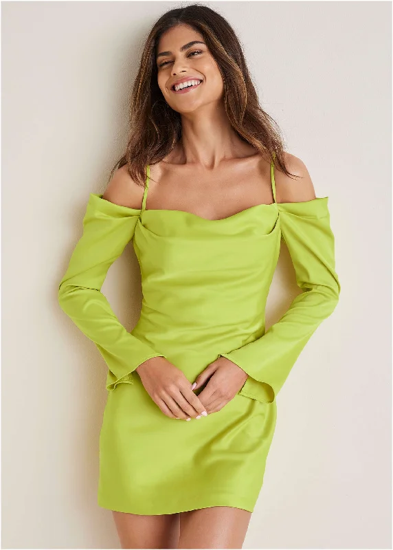 Take Advantage vintage dressCowl Neck Mini Dress - Lime