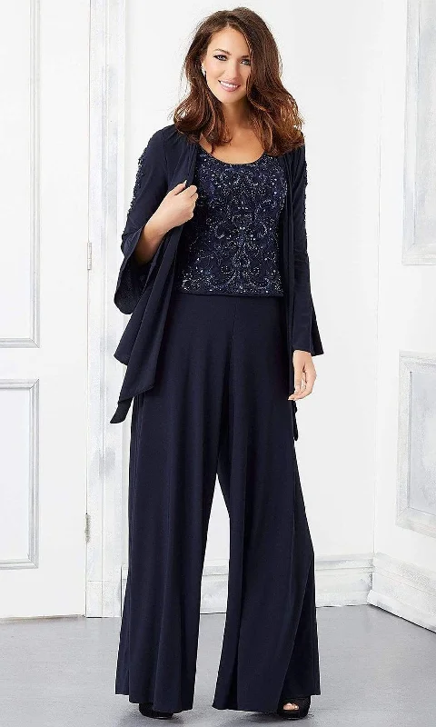Markdowns Mori Lee - 72304 3 Piece Set Crystal Beaded Top Jersey Pant Suit