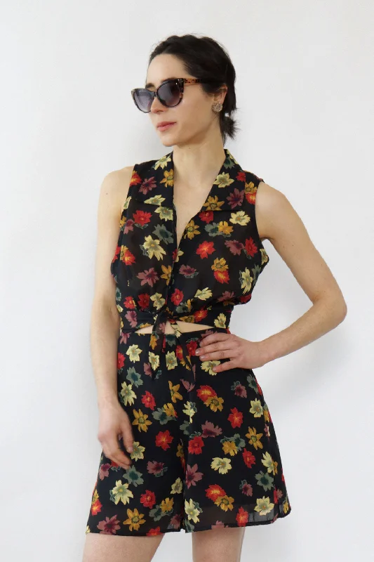 Low Prices Meg Floral Tie Top Shorts Set XS/S