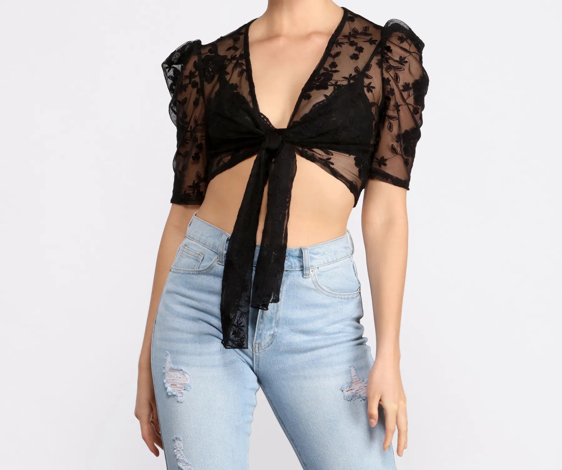 Limited Stock Floral Stunner Tie Front Top