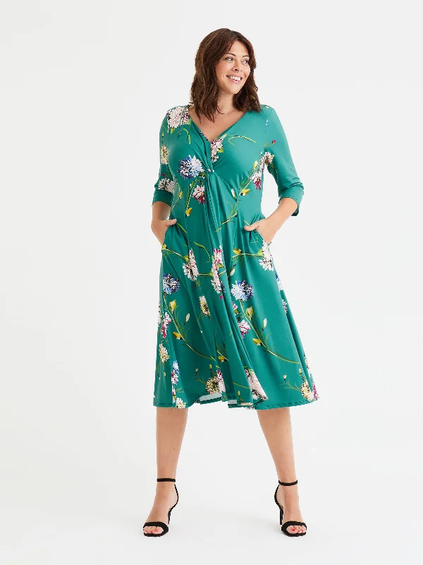 Clearance Items chic dressClaudia Green Blue Pink Peach Touch Jersey Knot Front Dress