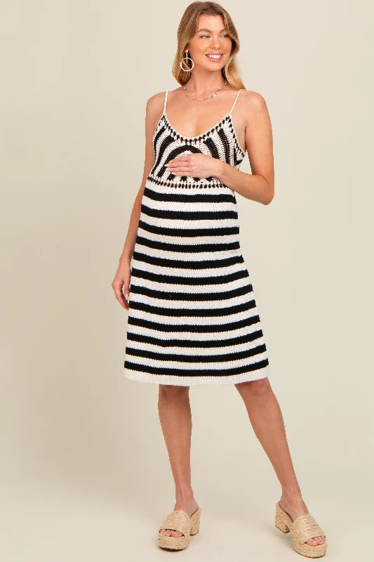 Exclusive Offers relaxed fit dressIvory Crochet Striped Sleeveless Maternity Dress