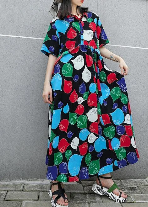Exclusive Savings playful dressFrench prints cotton Tunics ruffles waist summer Dresses