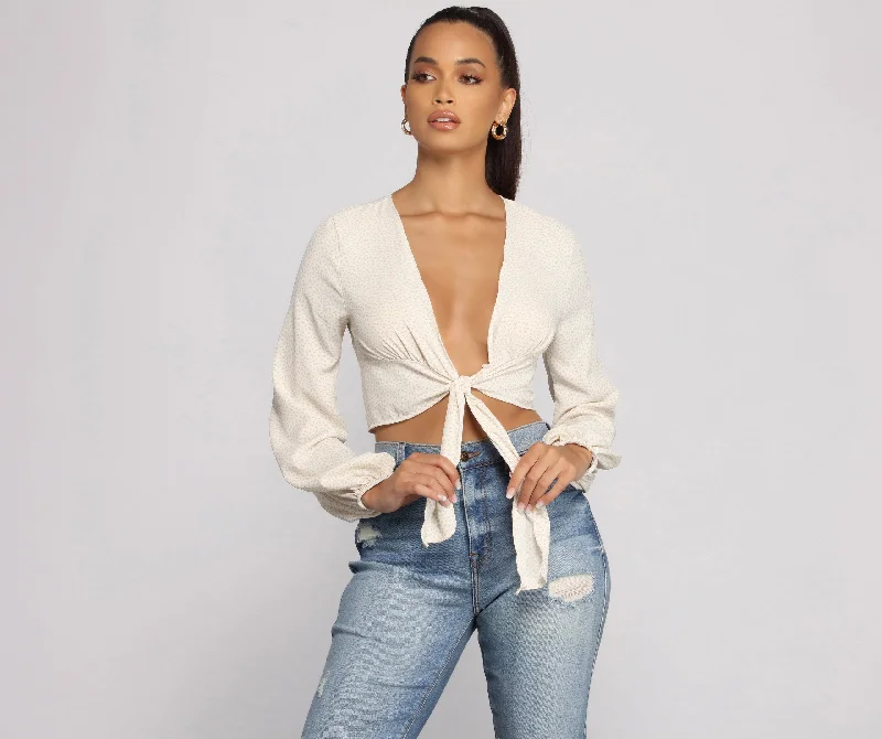 Big Discounts Major Trendsetter Tie Front Crop Top