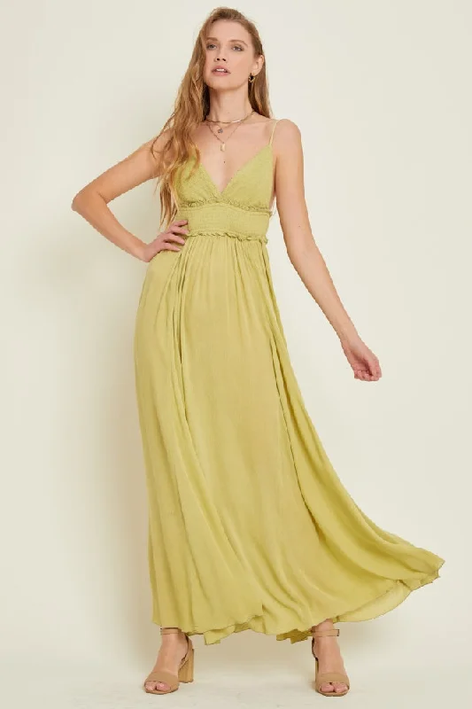 Extra Discounts elegant dressLime Gauze Maxi Flare Dress