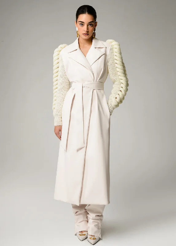 Super Bargain contemporary coatIVORY STATEMENT SLEEVES TRENCH
