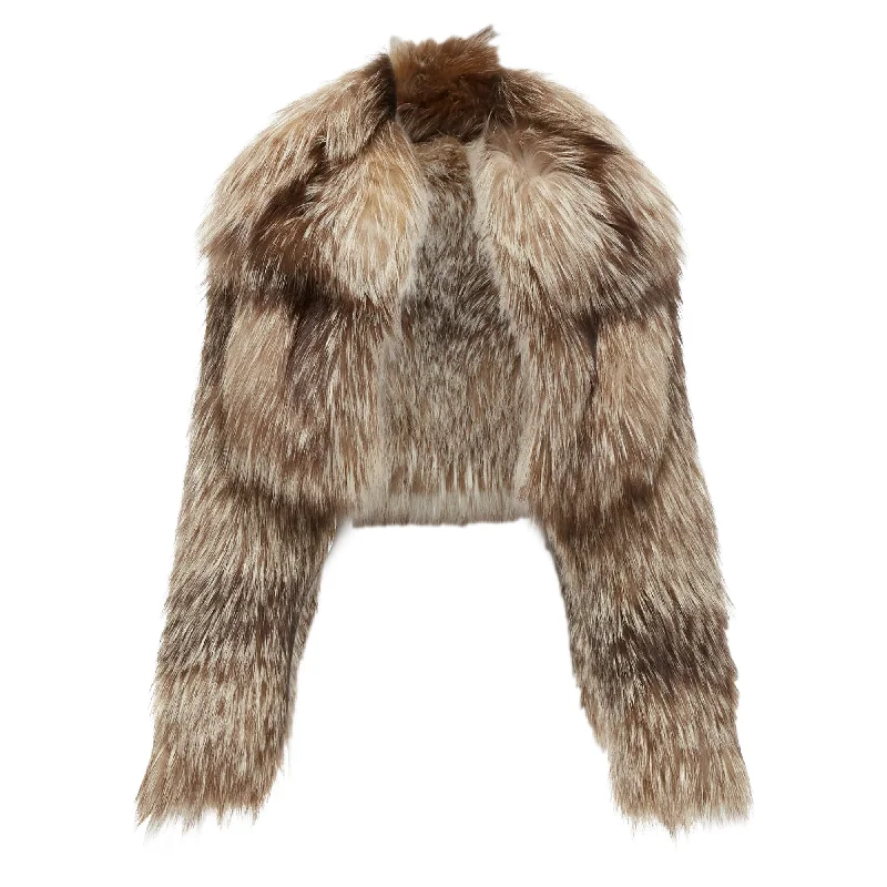 Today’s Special Fendi Fur Long Sleeve Crop Jacket With Detachable Collar