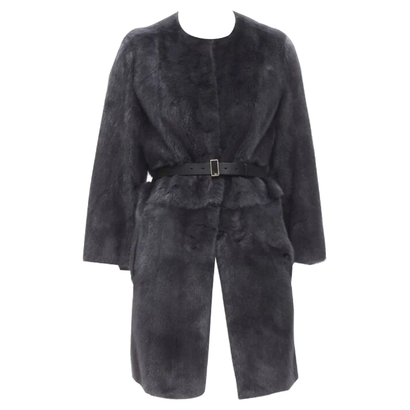 Best Seller Fendi fur leather reversible zip belted coat jacket