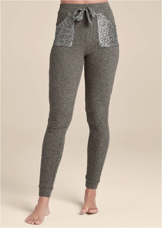 Bargain Prices fitted cocktail dressCozy Sequin Waffle Leggings - Heather Grey