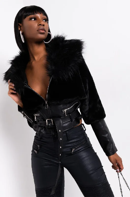 Epic Deals high-quality coatLECLA DUAL FUR MOTO JACKET