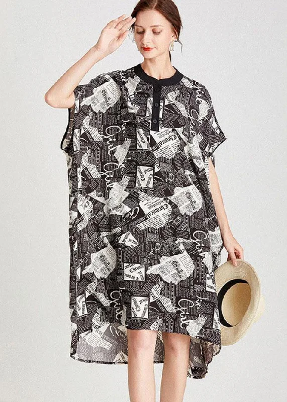 Anniversary Sale v-neck dressFine Newspaper Print low High Design Button Pockets Summer Maxi Dresses Anniversary Sale v-neck dressFine Newspaper Print low High Design Button Pockets Summer Maxi Dresses