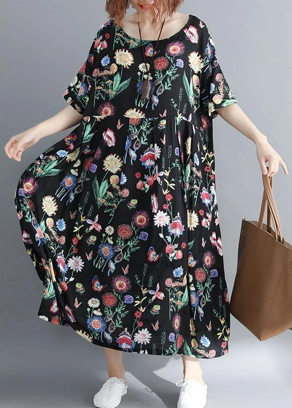 Clearance Items spaghetti strap dressBeautiful o neck Cinched cotton outfit Work black print Traveling Dresses