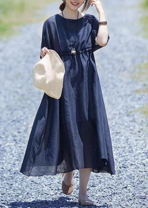 Today’s Special ashionable dressModern linen clothes For Women boutique Drawstring Pure Color Casual Loose Maxi Dress