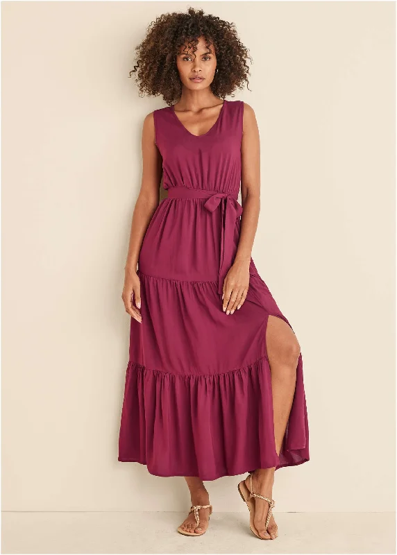 Act Fast shift dressWrap Tiered Maxi Dress - Mauve